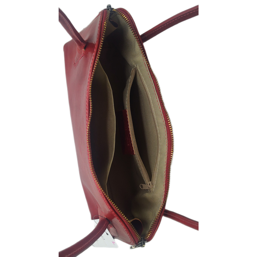 Charlie Leather Caterina Rich Red Double Handle Small Shoulder Bag -NWT - Picture 8 of 13